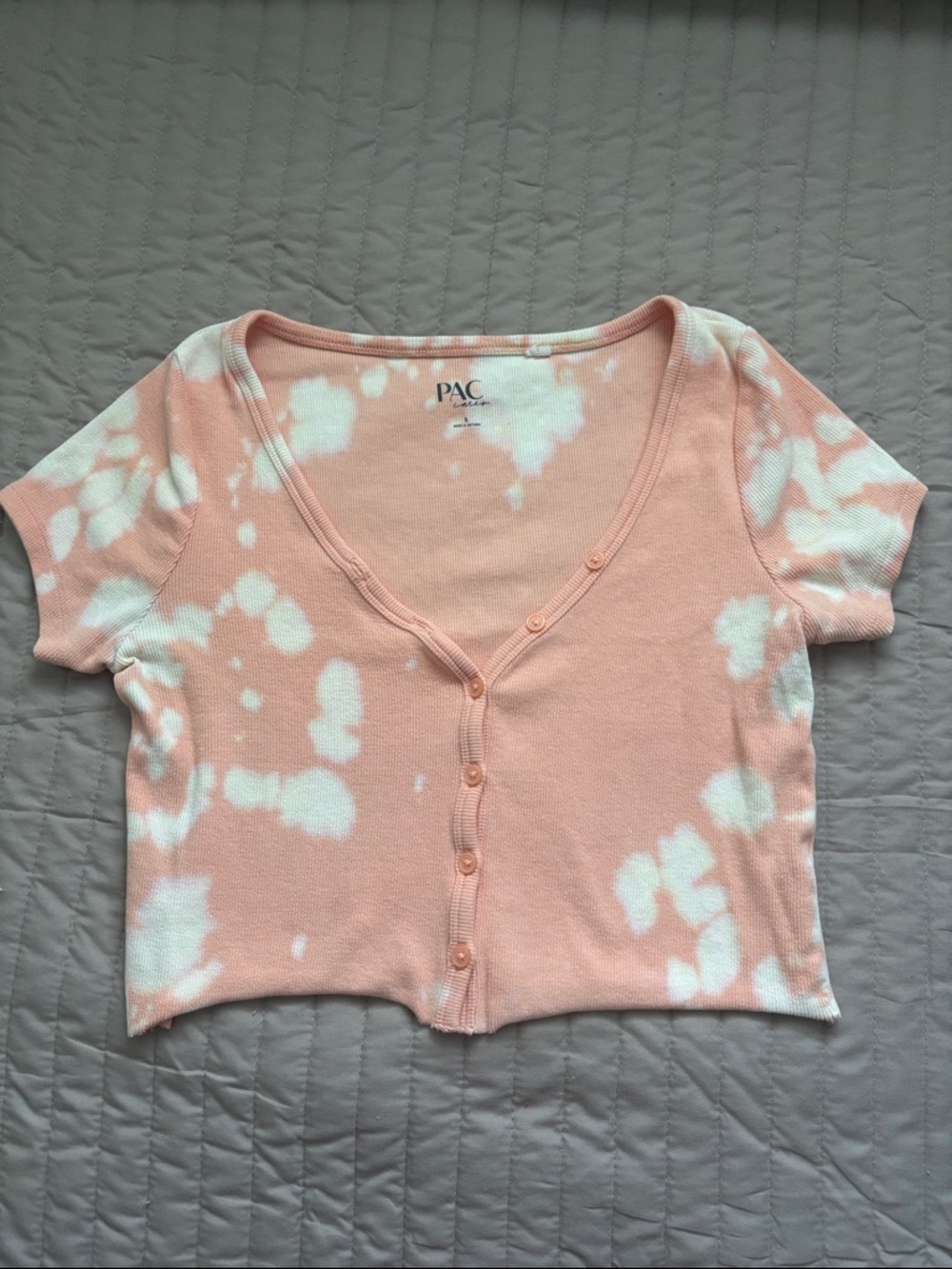 PacSun Peach & White Tie-Dye Ribbed Crop Top